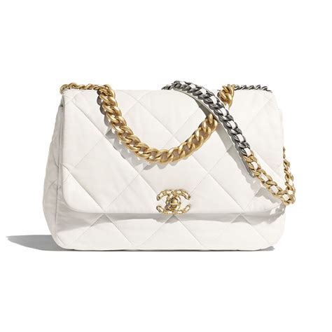 chanel white flap bag with gold